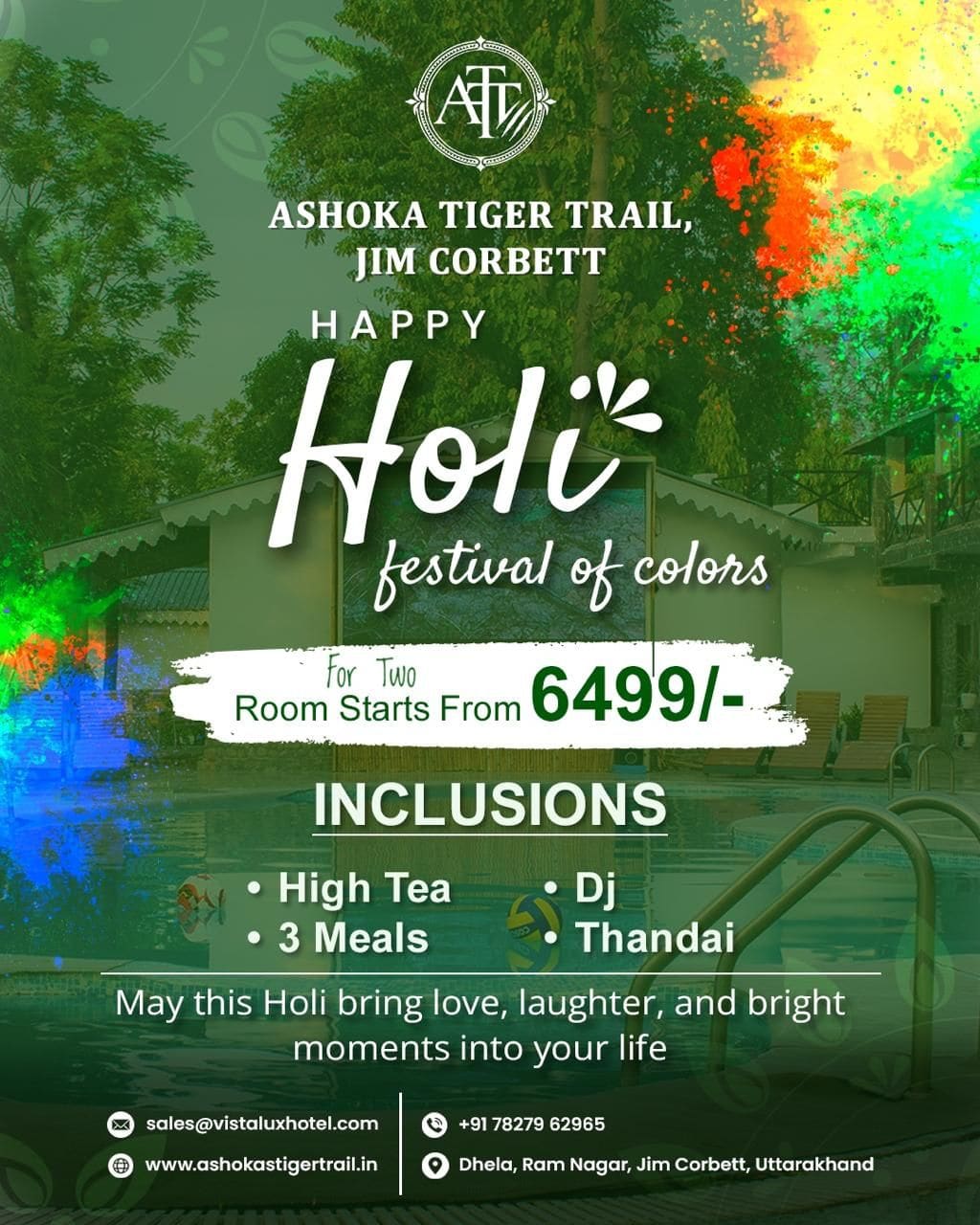 Holi Festival Offer at Ashoka Tiger Trail